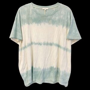 Easel Los Angeles Tie Dye Oversized Tee | Size S | Blue Ivory Slit Sides